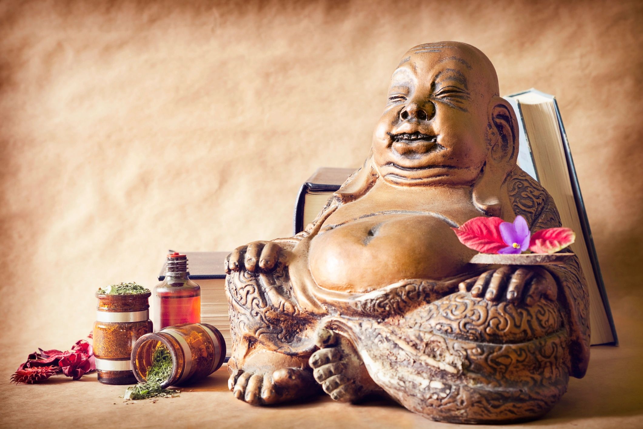 Herbal medicine ingredients arranged for Ayurvedic wellness